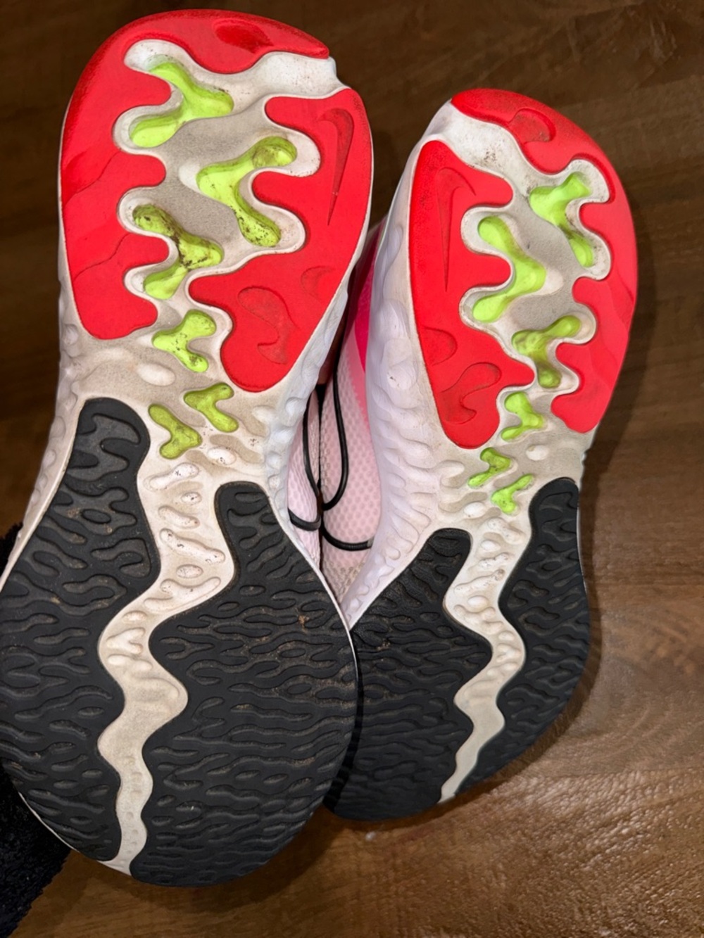 Nike Pink Mesh Running Sneakers with Neon Green Accents - Picture 9 of 10